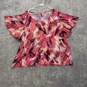 Maximalist Plus 3X Top Boho Abstract Tropical Bold Statement Artsy Resort Island